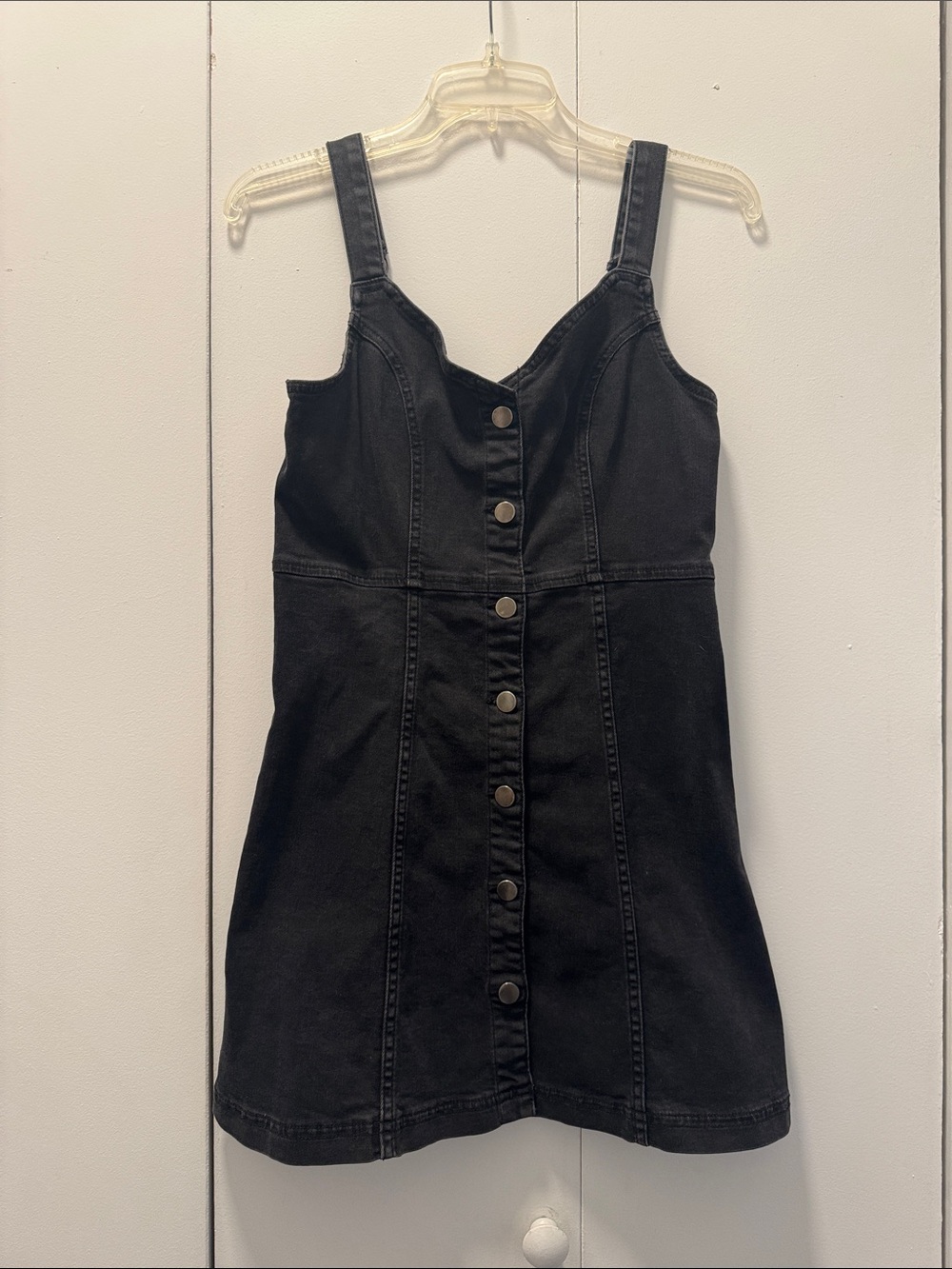 BDG Black Button-Front Denim Mini Dress